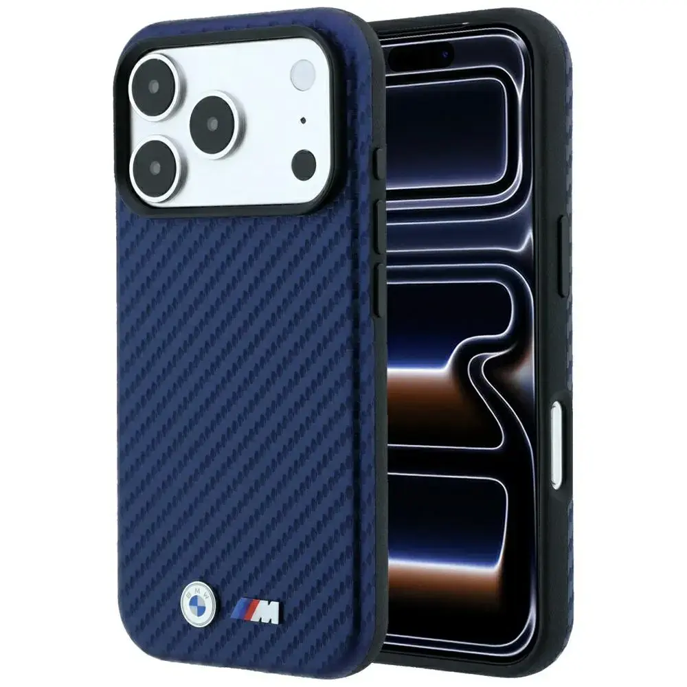 BMW M Carbon Metal Logo чехол с поддержкой MagSafe для телефона iPhone 17 Pro | iPhone 18 Pro тёмно-синий