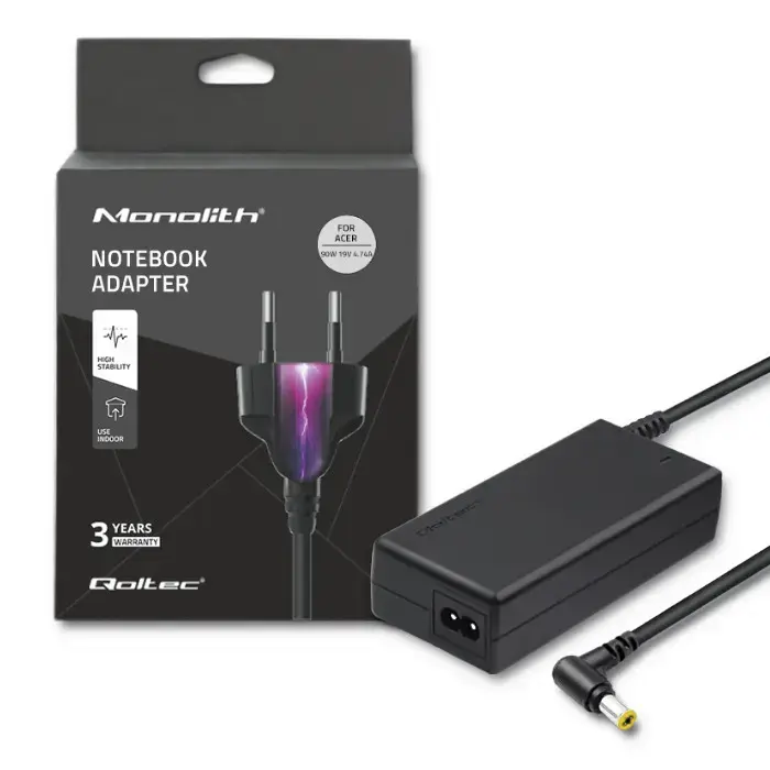 Qoltec 50087 Power adapter for laptop Acer 90W | 19V | 4.74A | 5.5*1.7 | +power cable