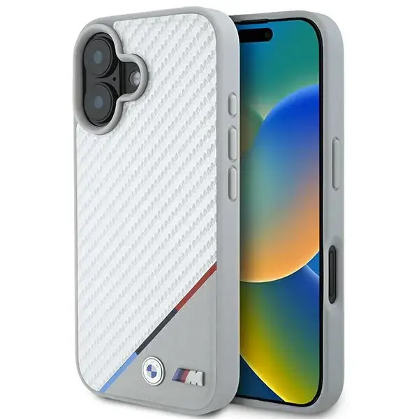 BMW BMHMP16S23PUDTS M Carbon Tricolor Line telefono dėklas su MagSafe palaikymu iPhone 16 pilkas