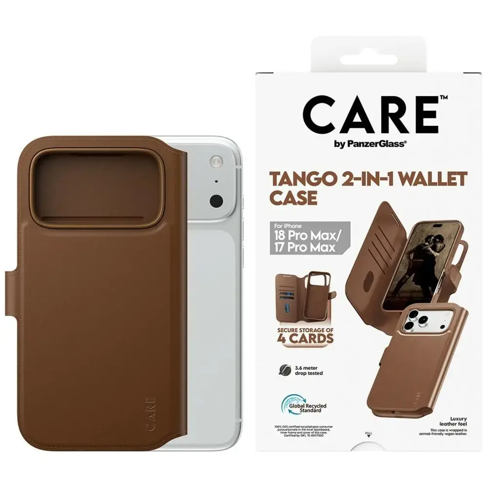 Case CARE by PanzerGlass Tango 2w1     Wallet Case MagSafe for iPhone 18 Pro Max / 17 Pro Max brown