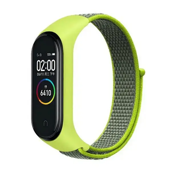 Beline viedpulksteņa siksniņa priekš Xiaomi Mi Band 3/4/5/6/7 | neilons | dzeltena