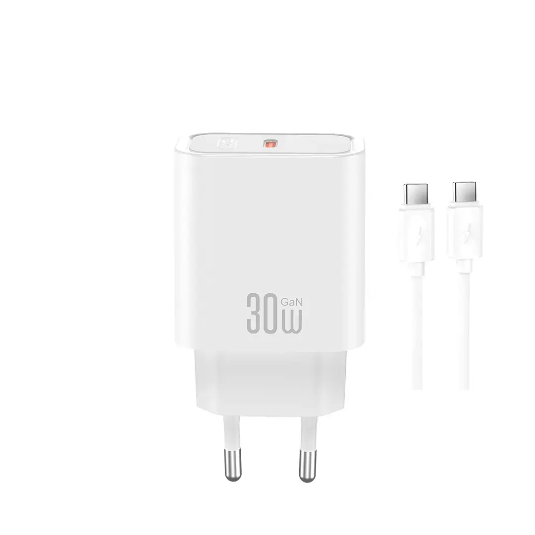Зарядное устройство XO CE41 | 30W | PD | USB-C | с кабелем USB-C на USB-C в комплекте | белое