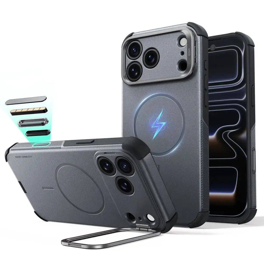 ESR CYBER TOUGH чехол с подставкой и поддержкой MagSafe для телефона iPhone 17 Pro | iPhone 18 Pro серый