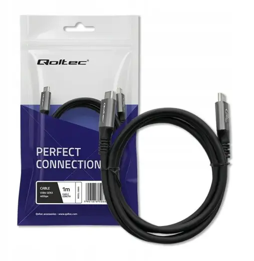 Qoltec провод для передачи данных и зарядки | USB-C на USB-C | 240W | Thunderbolt 4 | 1m | чёрный