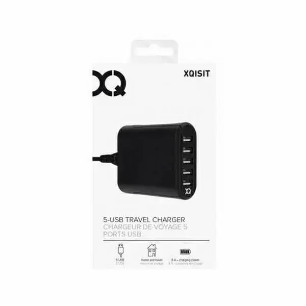 Xqisit Mains charger 8A 5xUSB black 27747