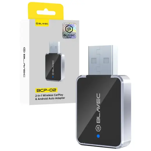 Blavec Adapter Carplay Android Auto bezprzewodowy BCP-02 - Bluetooth Wifi USB + adapter Typ C (CPAABCP02-BWUB) czarny