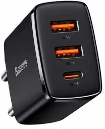 Baseus Compact tīkla lādētājs | 30W | PD | USB-A, USB-C | melns