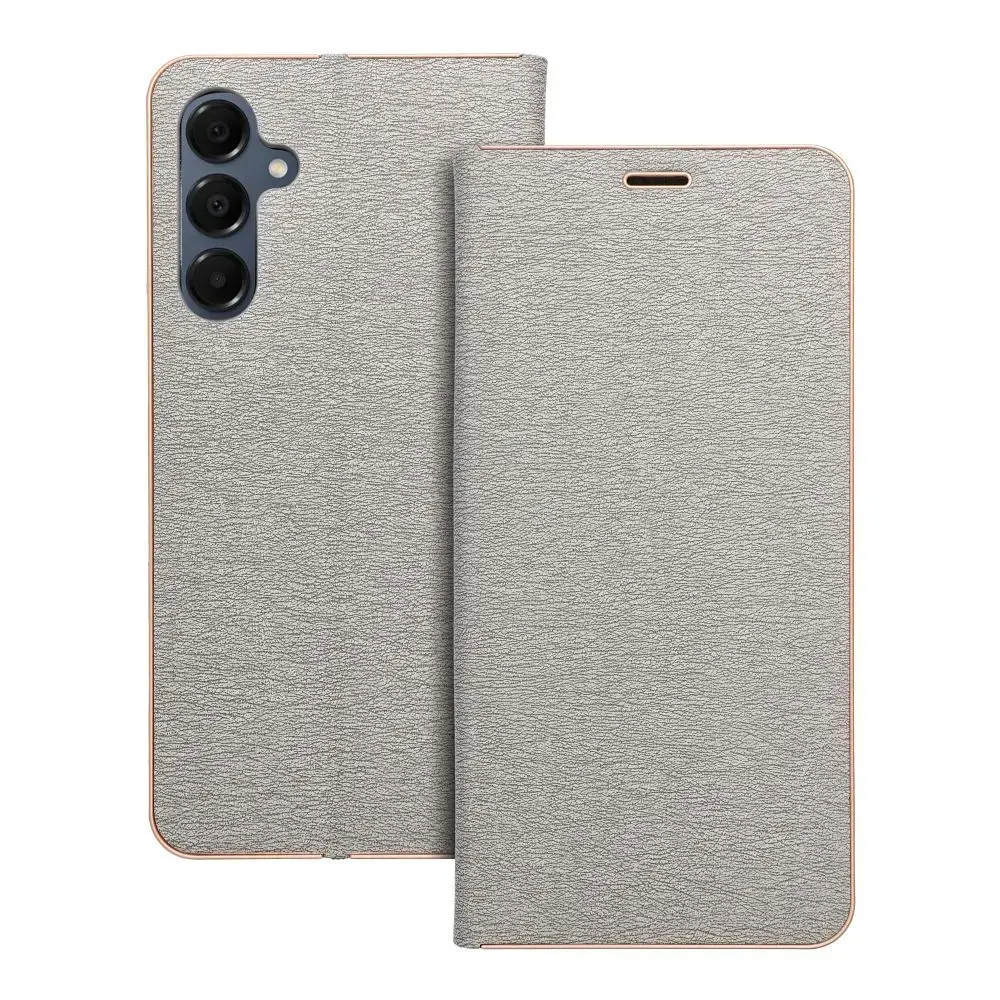 LUNA grāmatveida maciņš telefonam Samsung Galaxy A16 5G (A166) sudraba krāsā