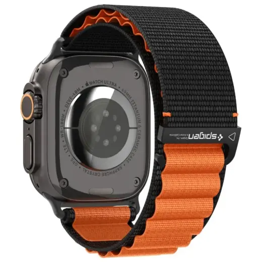 Spigen WBF1 nutikella rihm Apple Watch 6/7/8/9/10/11/SE/SE 3/Ultra 1/Ultra 2 (44/45/46/49 mm) jaoks | nailonist | must/oranž
