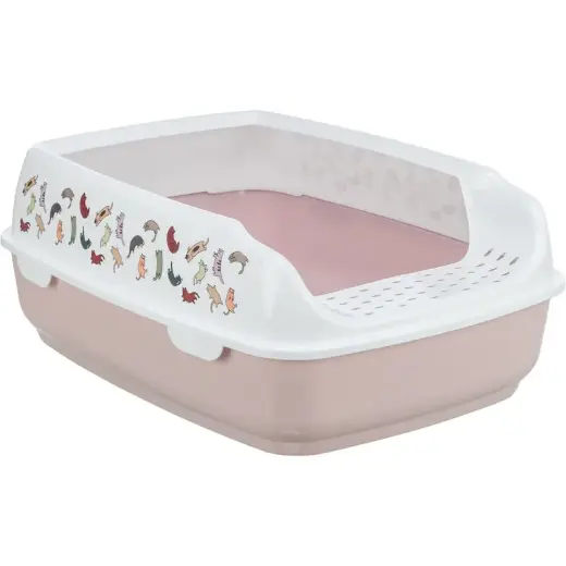 Kaķu tualete - Trixie Delio cat litter tray, with rim, printed, 38 × 20 × 50 cm, light lil