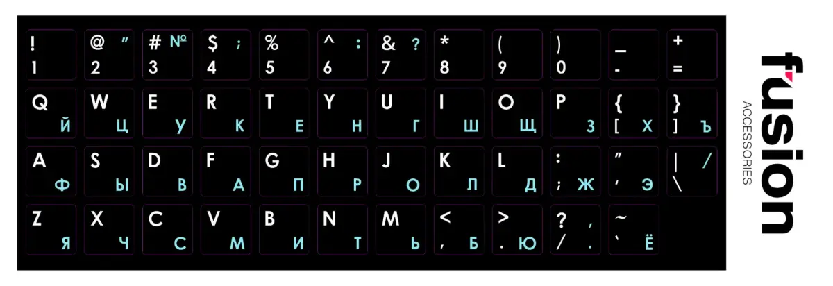 Fusion laminated keyboard stickers RU | ENG blue