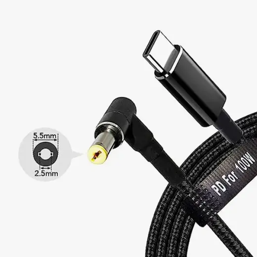 Fusion klēpjdatora uzlādes kabelis USB-C uz Asus 5,5 x 2,5 mm | 18,5 V-20 V | 100 W | 1,8 m
