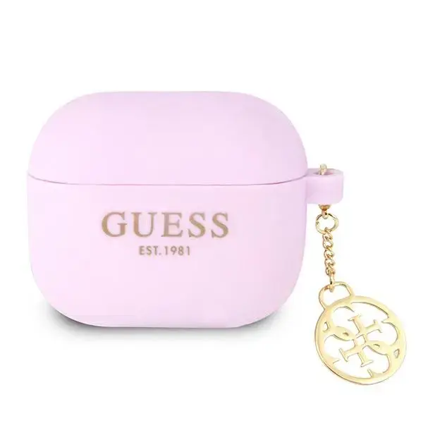 GUA3LSC4EU Guess 4G Charm silikona aizsargapvalks austiņām Apple Airpods 3 violets