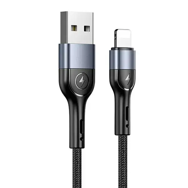 USAMS U55 SJ448 datu pārraides un uzlādes vads | USB-A uz Lightning | 10W | 1m | melns