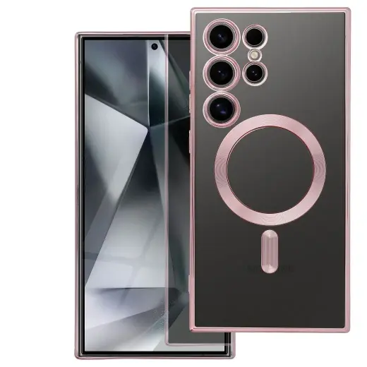 Electro Mag telefono dėklas su MagSafe palaikymu Samsung Galaxy S26 FE (S741) auksinis rožinis