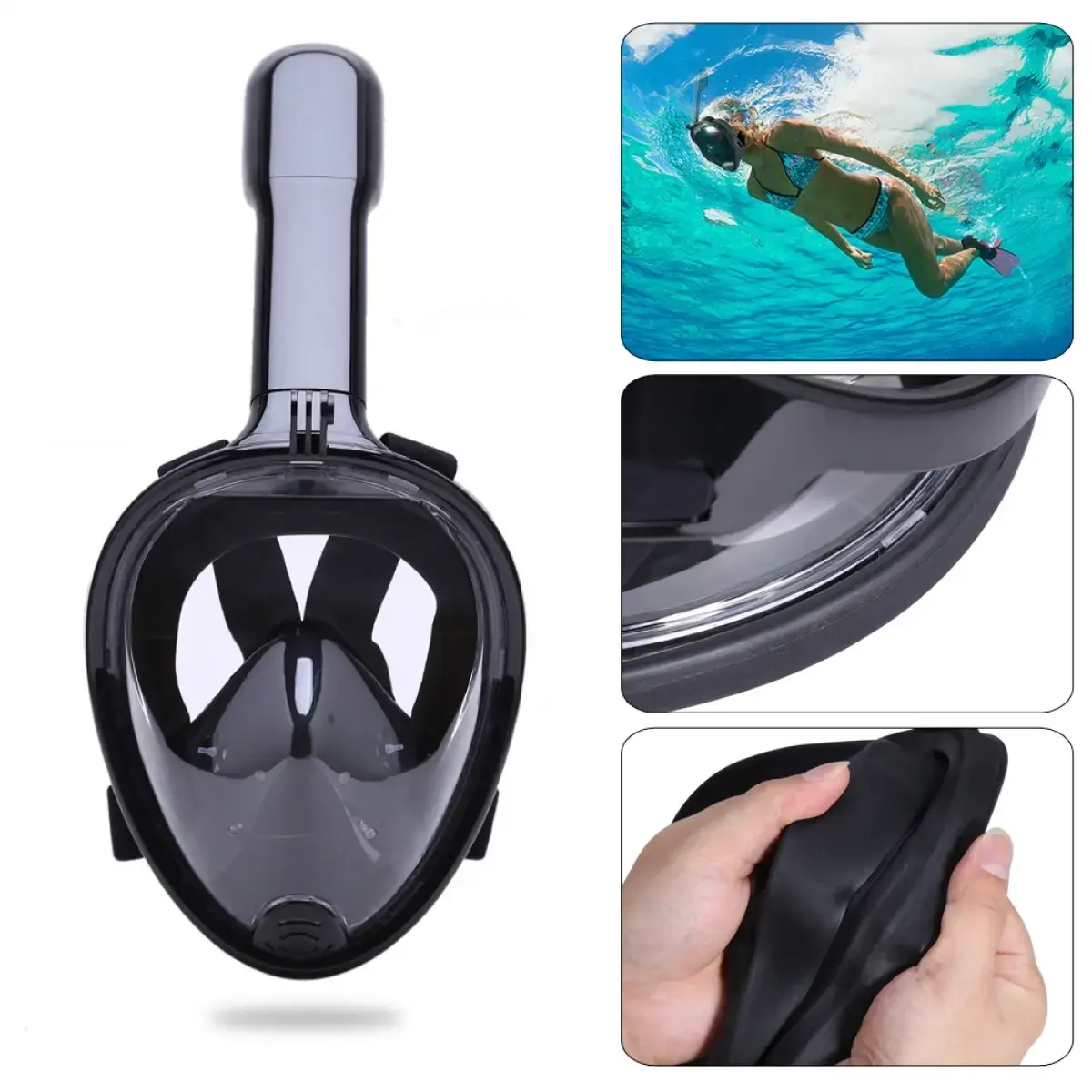 Full Face Diving Mask for Snorkeling S|M black