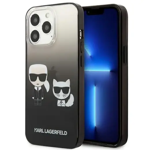 Karl Lagerfeld KLHCP13LTGKCK Gradient Ikonik Karl & Choupette maciņš telefonam iPhone 13 Pro | iPhone 13 melns