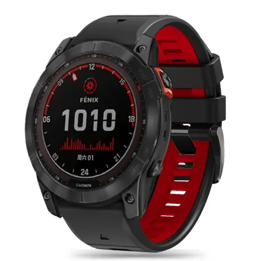 Tech-Protect IconBand Pro viedpulksteņa siksniņa priekš Garmin Fenix 3/5X/3HR/5X Plus/6X/6X Pro/7X | plastmasa | melna/sarkana