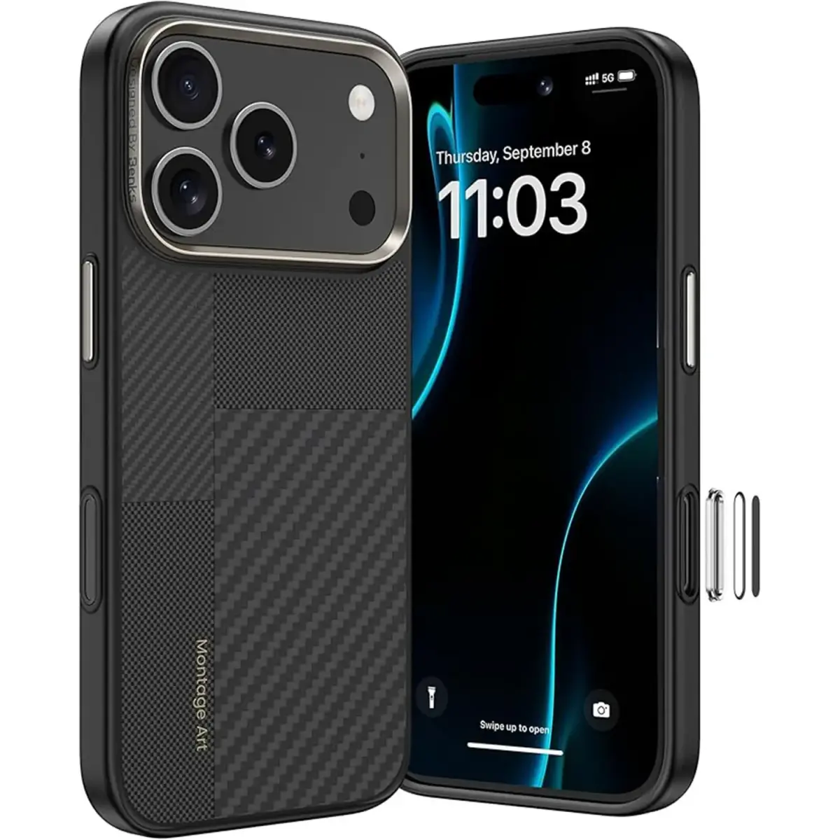 Benks Montage Magnetic Armor Pro Kevlar telefono dėklas iPhone 17 Pro Max juodas