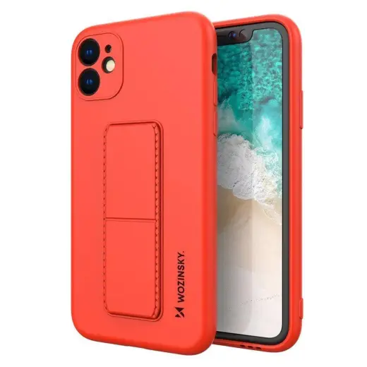 Wozinsky Kickstand Case maciņš ar statīvu telefonam iPhone 12 sarkans