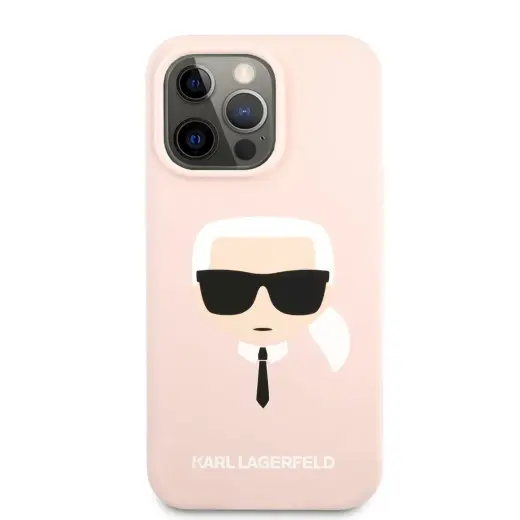 Karl Lagerfeld KLHCP13LSLKHP Liquid Silicone Karl Head telefoni ümbris iPhone 13 Pro roosa