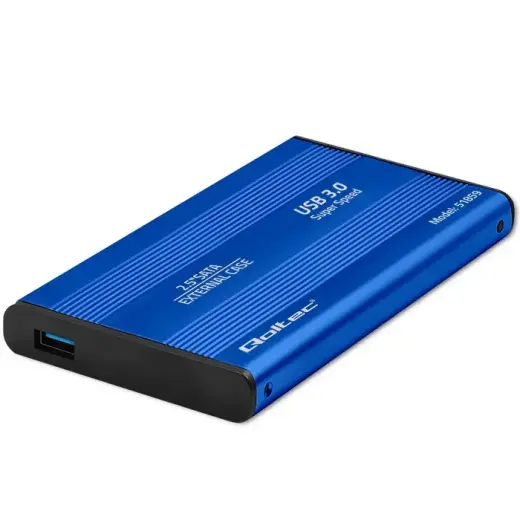 Внешний алюминиевый корпус для жесткого диска Qoltec HDD/SSD 2,5'' SATA3 | USB 3.0 | Синий