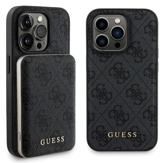 Guess GUBPM5P15L4GEMGK 4G Metal Logo maciņš ar MagSafe atbalstu telefonam iPhone 15 Pro melns