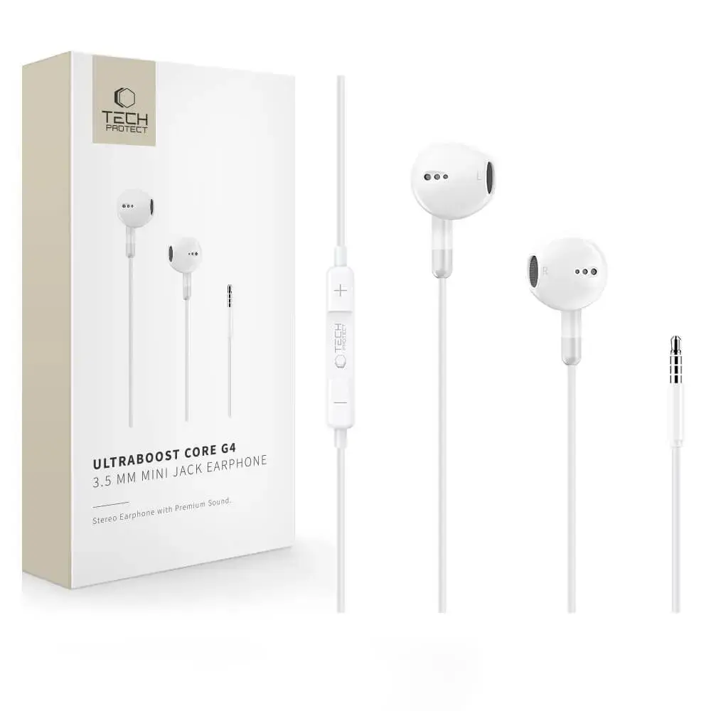 TECH-PROTECT ULTRABOOST MINI JACK EARPHONE CORE G4 WHITE