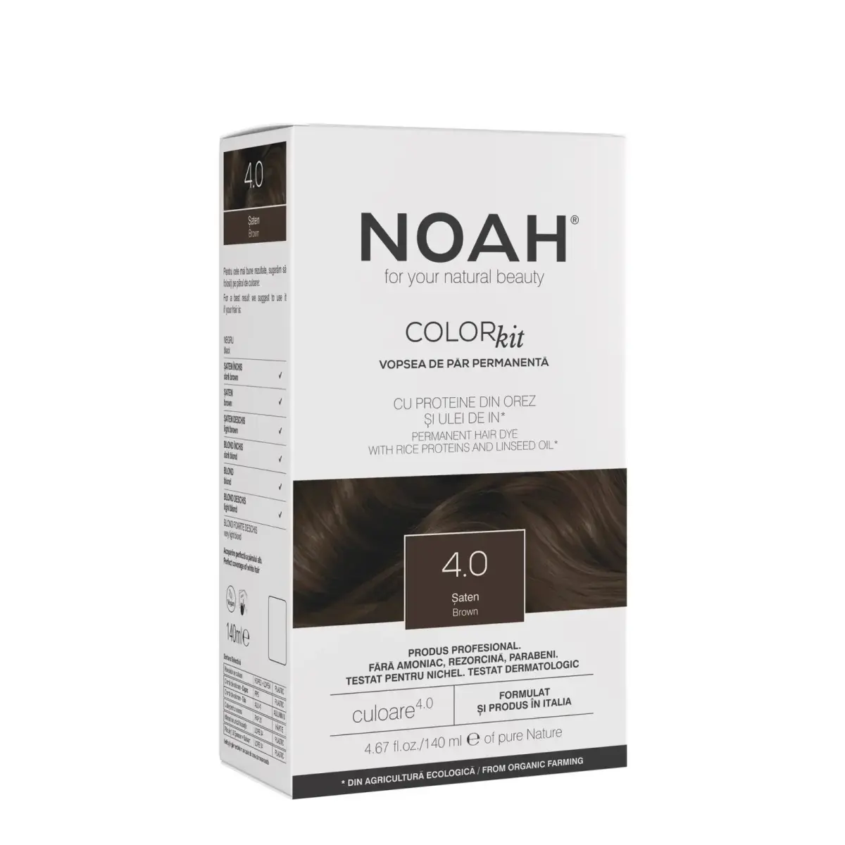 Noah, Permanent Hair Colour, Permanent Hair Dye, 4.0 Brown, 140 ml