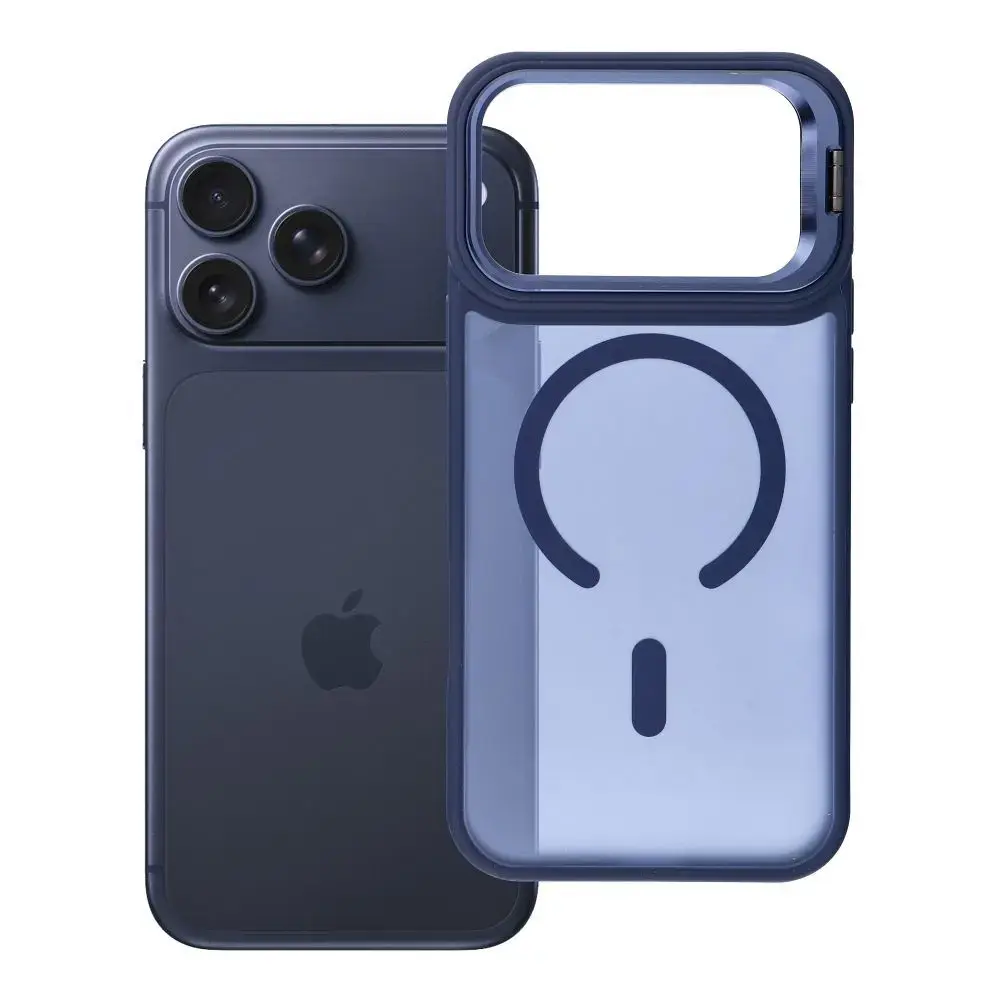 Forcell F-Protect Shadow Stand Premium telefono dėklas su stovu ir MagSafe palaikymu iPhone 17 Pro Max | iPhone 18 Pro Max tamsiai mėlynas
