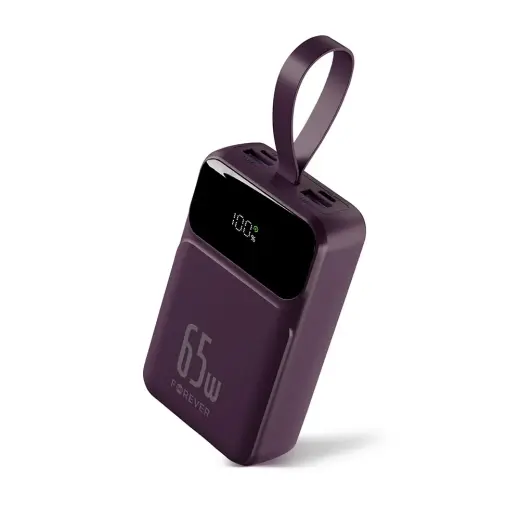 Forever Vibe-TB65 ārējais akumulators (powerbank) | 20 000 mAh | 65W | PD, QC | USB-C | sarkans