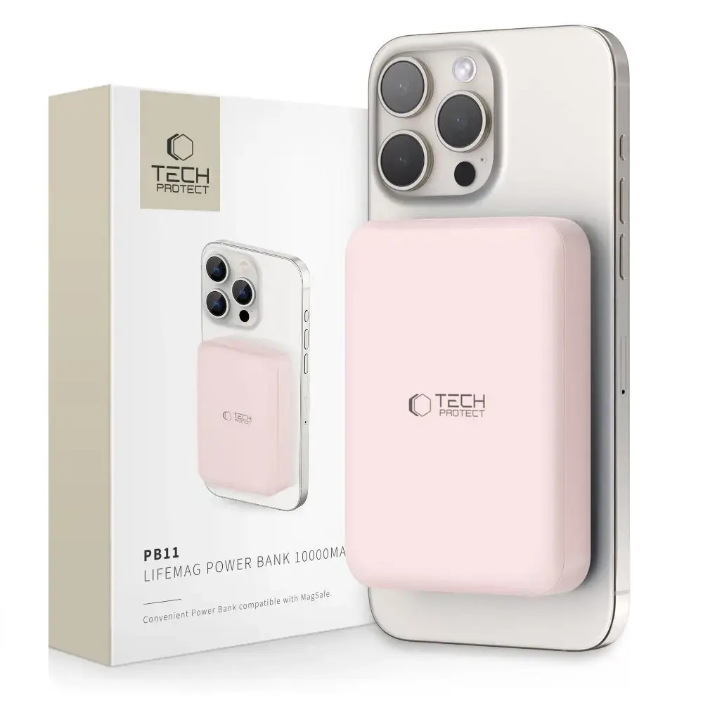 Tech-Protect LifeMag PB11 external battery (powerbank) | 10000 mAh | 15W | USB-C, MagSafe | pink