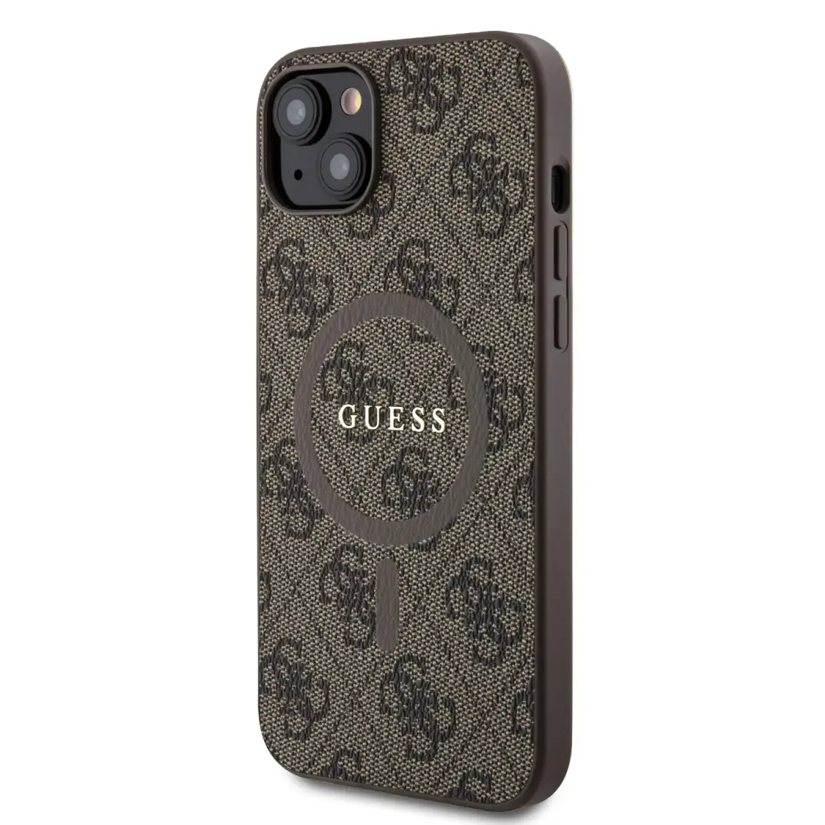 Guess 4G Colored Ring maciņš ar MagSafe atbalstu telefonam iPhone 15 Plus brūns