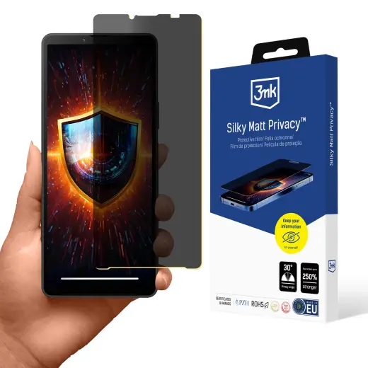 3mk Silky Matt Privacy aizsargplēve telefona ekrānam Sony Xperia 10 V (privātuma efekts)