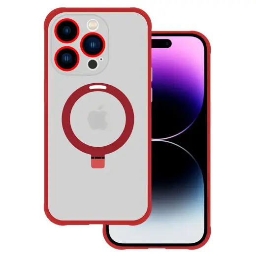 Tel Protect Magical telefono dėklas su stovu ir MagSafe palaikymu iPhone 14 Pro Max raudonas