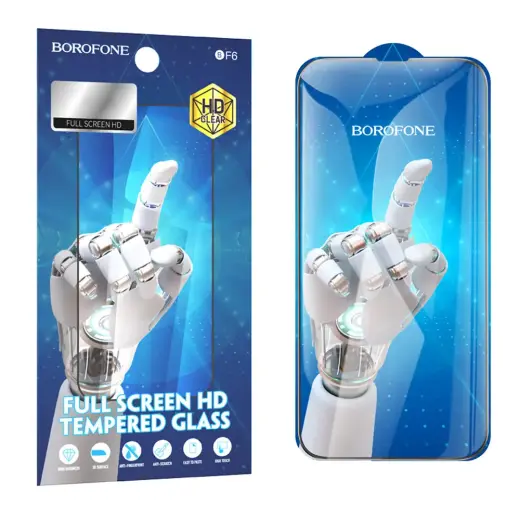 Borofone rūdīts stikls BF6 Diamond Armor Full Screen HD iPhone 17e/16e/14/13/13 Pro - 10 gabali