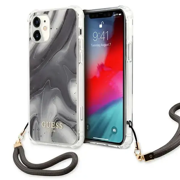 Guess GUHCP12SKSMAGR Marble Collection phone case for iPhone 12 Mini gray