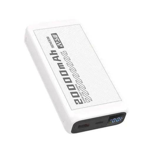 SENDEM PH82 external battery (powerbank) | 20000 mAh | 22.5W | USB-C, USB-A | LED display | white