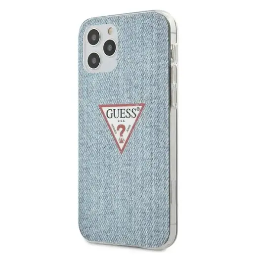 Guess GUHCP12MPCUJULLB Denim Triangle maciņš telefonam iPhone 12 | iPhone 12 Pro zils