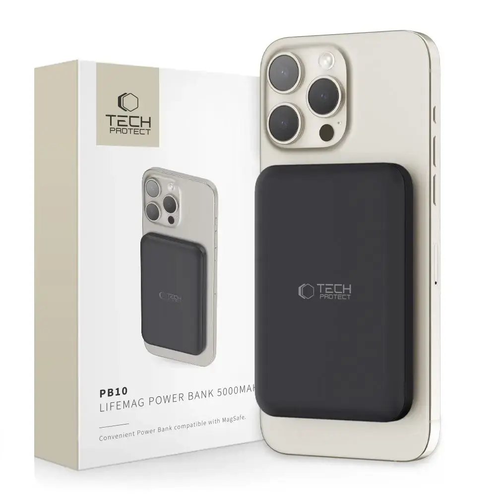 Tech-Protect LifeMag PB10 external battery (powerbank) | 5000 mAh | 18W | USB-C, MagSafe | black