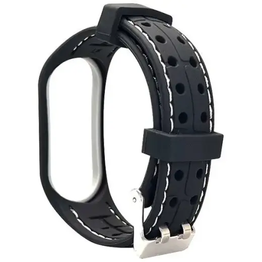 Beline išmaniojo laikrodžio dirželis Xiaomi Mi Band 5/6 | silikoninis | juodas/baltas