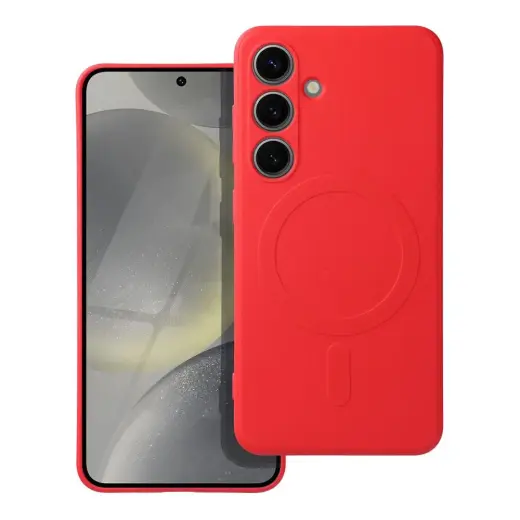 Silicone Mag Cover maciņš ar MagSafe atbalstu telefonam Samsung Galaxy S25 FE (S731) sarkans