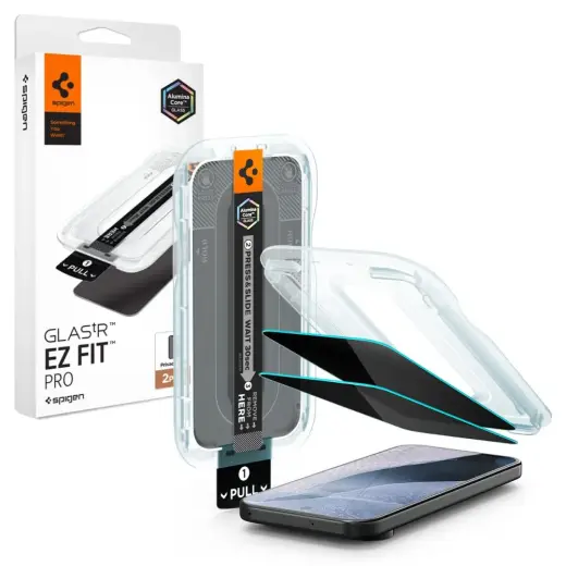 Spigen GLAS.tR EZ Fit Pro AC karastatud kaitseklaas telefonile Google Pixel 9 | Google Pixel 9 Pro | Google Pixel 10 Pro | Google Pixel 11 Pro (privaatsusefekt) paigaldusraamiga (2 tk.)