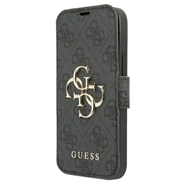 Guess GUBKP13L4GMGGR 4G Big Metal Logo raamatutüüpi telefoni ümbris iPhone 13 Pro | iPhone 13 hall