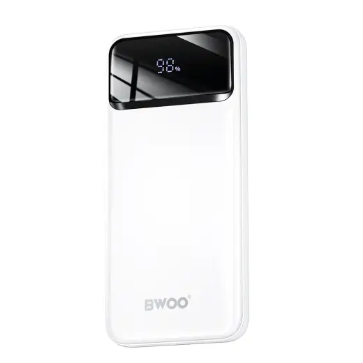 BWOO Ultra thin Power Bank | 10,000 mAh | 22.5W | QC | USB-A, USB-C | LED Display | white