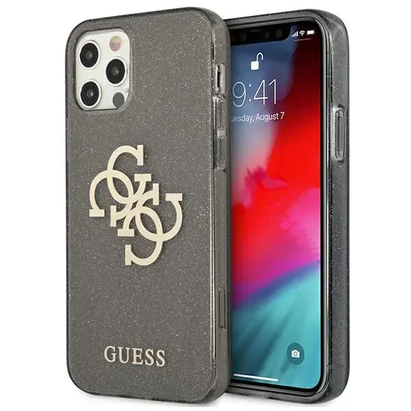 Guess GUHCP12LPCUGL4GBK Glitter 4G Big Logo чехол для телефона iPhone 12 Pro Max чёрный