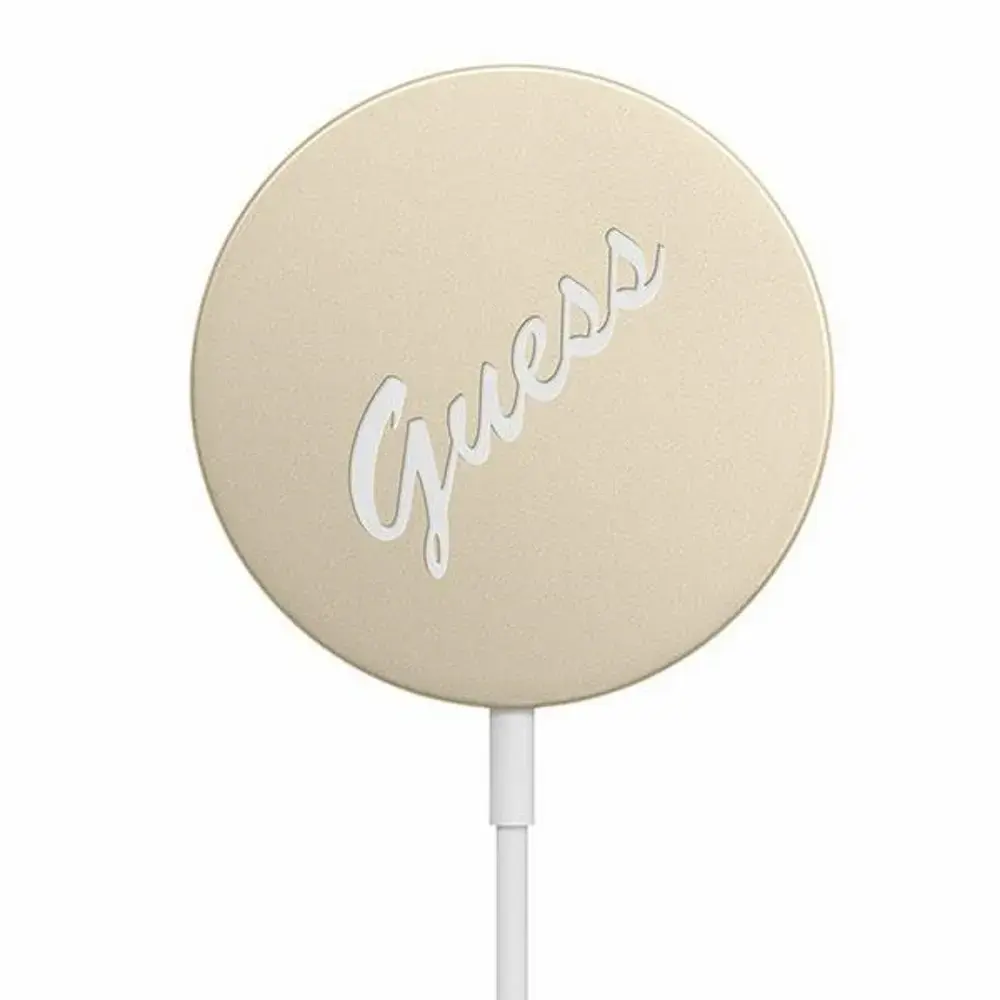 Guess GUCBMSVSLG Vintage Logo bezvadu lādētājs | Qi | Saderīgs ar MagSafe | 15W | zelta