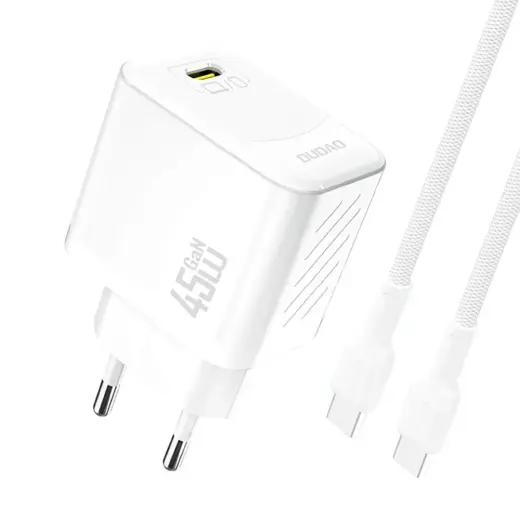 Зарядное устройство Dudao A28C | 45W | GaN | USB-C | с кабелем USB-C на USB-C в комплекте | белое