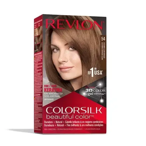 Revlon, Colorsilk, Permanent Hair Dye, 54 Light Golden Brown, 130 ml