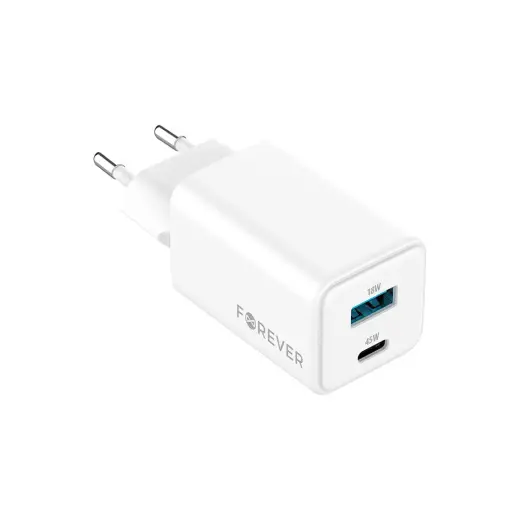 Forever TC-08-45AC зарядное устройство | 45W | GaN, PD, QC | USB-C, USB-A | белое